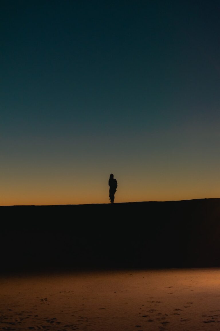 silhouette of person standing on black surface