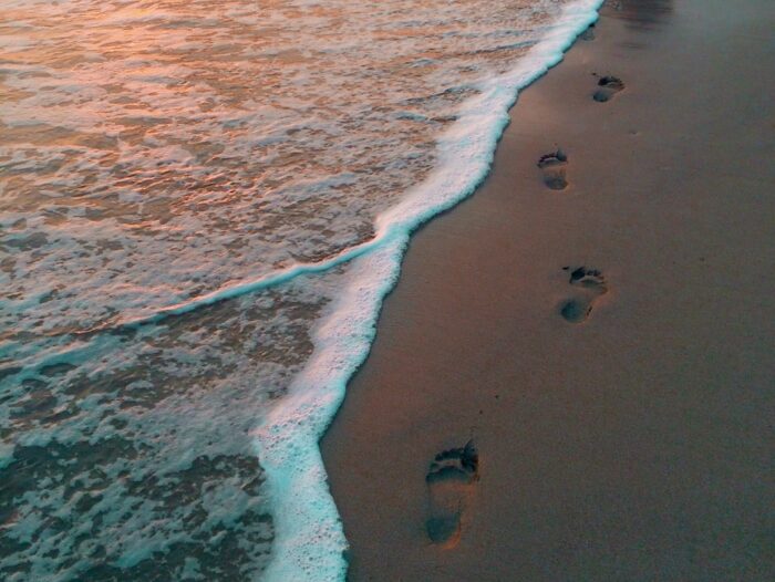footprints on seashore